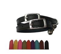 Cat Collar 2 pack set Real Leather Elasicated Safety Elastic bell, Pair Choose colours (Black and Black)