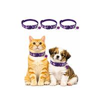 Cat Collar 3 Pack with Bell, Adjustable Nylon, Paw Print Design, Multiple Colours, for Cats and Small Dogs (Purple)