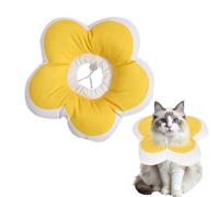 Cat Collar, Adjustable Waterproof Cat Collar, Soft Flowers Cat Collar, Lick Protection, Cat Collar for Cats and Small Dogs After Surgery and Injuries (Yellow, M)