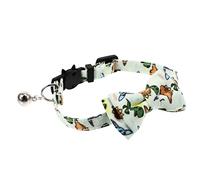 Cat Collar Bowtie Bell Adjustable Nylon Kitten Collar Breakaway Quick Release Buckle Removable Bow Tie Colorful Dinosaur Pattern Gentle on Skin for PET Parties and Festivals 28cm