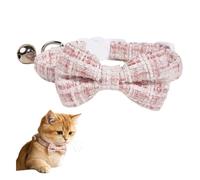 Cat Collar Breakaway, Adjustable Soft Comfortable Bowtie Plaid Cat Collar With Bell & Quick-release Buckle, Cute Kitten Collars all Breeds And Puppy & Small Pets (Pink)