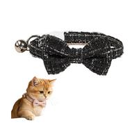 Cat Collar Breakaway, Adjustable Soft Comfortable Bowtie Plaid Cat Collar With Bell & Quick-release Buckle, Cute Kitten Collars all Breeds And Puppy & Small Pets (Black)