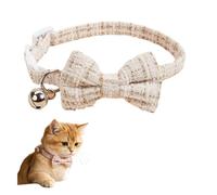 Cat Collar Breakaway, Adjustable Soft Comfortable Bowtie Plaid Cat Collar With Bell & Quick-release Buckle, Cute Kitten Collars all Breeds And Puppy & Small Pets (Yellow)