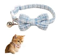 Cat Collar Breakaway, Adjustable Soft Comfortable Bowtie Plaid Cat Collar With Bell & Quick-release Buckle, Cute Kitten Collars all Breeds And Puppy & Small Pets (Blue)