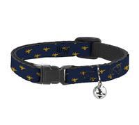 Cat Collar Breakaway Aladdin Genie Lamp Monogram Navy Gold 8 to 12 Inches 0.5 Inch Wide