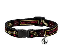 Cat Collar Breakaway Deadpools Chimichangas Flames Yellow Black Red 8 to 12 Inches 0.5 Inch Wide