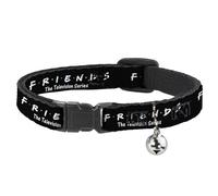 Cat Collar Breakaway Friends The Television Series Logo Black White Multi Color 8 to 12 Inches 0.5 Inch Wide