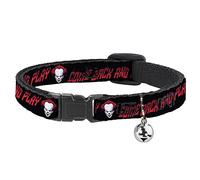 Cat Collar Breakaway It Chapter Two Pennywise Face Come Back and Play Black Reds 8 to 12 Inches 0.5 Inch Wide