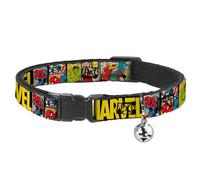 Cat Collar Breakaway Marvel Retro Comic Panels Black Yellow 8 to 12 Inches 0.5 Inch Wide
