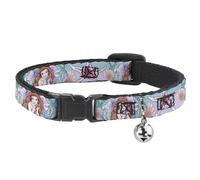 Cat Collar Breakaway The Little Mermaid Ariel Sketch4 Pose Shells Kelp Blues Pinks 8 to 12 Inches 0.5 Inch Wide