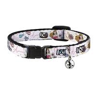 Cat Collar Breakaway with Bell Sleeping Beauty Aurora and Fairy Godmothers Pose with Script 8.5 to 12 Inches 0.5 Inch Wide