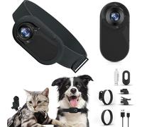 Cat Collar Camera, 1080P FHD Dog Tracker Collar, Pet Action Camera with Video Records, 0.96 LCD Screen, 170° Wide Angle, No WiFi Needed, for Cats, Dogs, Outdoor, Indoor
