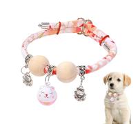 Cat Collar | Cedar Bead Necklace Cat Charm - Adjustable Buckle Size Fits All Breeds Small Medium Large Training Home Garden Walk Travel