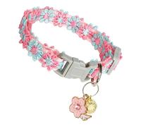 Cat Collar | Cute Soft Floral Embroidery Adjustable Lead with Bell | Cat Collar for Summer | For Home, Garden, Camping, Spring and Travel