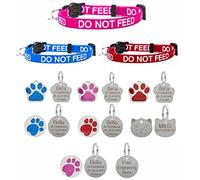 Cat Collar DO NOT Feed in Red, Pink Or Blue, Safety Release & Optional Engraved ID Tag (Red, 25mm Plain Silver Tag)