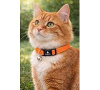 cat collar - Elza orange 20-34 cm - elastic nylon reflective with bell