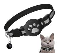Cat Collar for Airtag - Stretchy Kitten Collar with Air Tag Holder - Reflective at Night - Ultra Elastic GPS Cat Collars for Cats, Kittens and Puppies [Black]