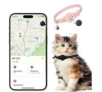Cat Collar - GPS Real-Time Location, Waterproof & Durable for Outdoor Cats, Smart Anti-Lost Alert with Smartphone App,Specially designed for ios users (Pink locator)