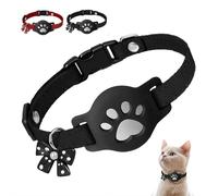 Cat Collar - Lightweight Adjustable Pet Collar with Polka Dot Bow, Waterproof Locator for Cat (Black)