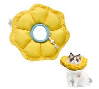 Cat Collar M, Yellow, Soft Flowers Neck Collar After Surgery and Injuries, Adjustable Waterproof Cat Collar, Lightweight Lick Protection for Cats and Small Dogs up to 12 Inches (M, 17-27 cm Neck