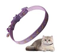 Cat Collar Pack - Nylon Moon Star Band, Removable Pet Neck Strap | Comfortable Safety Collar Accessory Set, Celestial Pattern Breakaway Belt with Bell for Medium Small Cats Dogs Outdoor Use