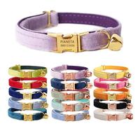 Cat Collar Personalized with Name Engraved and Bell, Customized Velvet Collars for Puppy Kittens (L (8"-13"), Purple)
