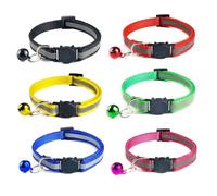 Cat Collar Quick Release,6 Pack Reflective Cat Collars & 6 Pack ID Tags Kitten Personalised Collar with Bells and Safety Buckle,Adjustable to Fit All Domestic Cats Accessories Pet Supplies