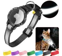 Cat Collar - Reflective AirTag Cat Collar with Bell,Domiphie Cat Collar Airtag with Waterproof AirTag Holder,Cat Tracker GPS Collar for Small Pets Kittens Puppies, (Black XS)