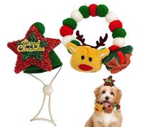Cat Collar - Soft Elastic Neck Accessory with Reindeer Theme Hat | Cat Collar with Plush Ball | For Parties and Celebrations Home Fun Christmas Decorations Family