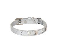 Cat Collar Suitable For Boys And Girls Cats With And Elastic Band Star And Moon Adjustable Buckle Collar Suitable For Small Cats Large Cats Size 8 12 Inches (Silver, 27.5cm)
