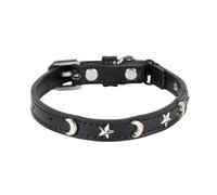Cat Collar Suitable for Boys Girls with Elastic Band, Star Moon Adjustable Buckle Collar, Suitable for Small Large Cats, Size 8-12 inches (Black, 27.5cm)
