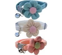 Cat Collar with Bell 3Pcs Cat Collar Adjustable Kitten Flower for Girl Cats Quick Release Cute for Puppy Rabbits Kitten Pet Supplies
