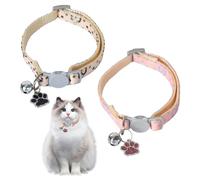 Cat Collar with Bell, Adjustable Kitten Collar, 2 PCS Pet Collars with Safety Clasp, Puppy Collars, Adjustable Range 19 to 32 cm
