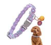 Cat Collar with Bell - Adjustable Kitten Collar with Safety Buckle | Cute Flower Chain Pet Collar | Lightweight Durable Charm Collar for Small Medium Pets and Puppies