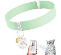 Cat Collar with Bell for Girl & Boy Cats - Non Breakaway Stretch Elastic Quick Release, Lightweight Kitten Collar, Adjustable & Durable Pet Accessories, Gifts for Cat Lovers, Green