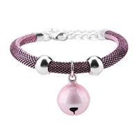 Cat Collar with Bell, Japanese Style Cat Decorative Necklace, Nylon Cat Bell Collar with Extension Chain Pets Supply Accessory (PINK)