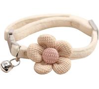 Cat Collar with Bell Japanese Style Flower Collar Cute Cat Collar for Cats Safety Pet Collar for Cats Puppies Removable Bell Collar for Dogs Neck Choker Necklace Neck Accessory (Beige) Durable process
