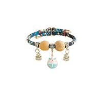 Cat Collar with Bell - Japanese Style Lucky Charm Adjustable Natural Camphor Bead Pet Collar Handmade Fortune Pendant Necklace for Cats Small Dogs Daily Wear or Gift (Blue,XXS For 3-6kg)