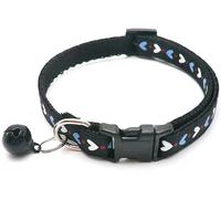 Cat Collar With Bell,Kitty Kitten Necklace For Cats & Small Dogs Nylon Collarwith Heart Pattern Quick Release Buckle1 Pack Black Lovely and attractive