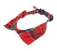 Cat Collar with Bell Plaid Adjustable Cloth Neckwear for Cats | Cute Red Design, Breathable Fabric, Suitable for Weddings and Photos, Stylish Decorative Pet Accessory
