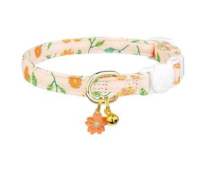 Cat Collar with Bells - Cute Flower Pendant Breakaway Kitten Collar, Adjustable Cotton | Small Cat Collars for Boys for Outdoor Adventures Safe, Lightweight Hui