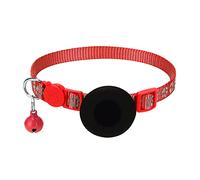 Cat Collar with Holder, Breakaway Bell, Reflective, Adjustable, Safety Clasp, Footprint Design, 1 cm Wide, for Pets, Dogs, Cats, Durable, Waterproof (Red, One Size)