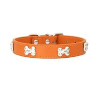 Cat Collar with Metal Buckle, PU Leather, Adjustable Dog Collar, Pet Accessories, Pet Collars for Pets, Cats, Kittens, Small, Medium Dogs, Orange, L