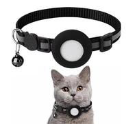Cat Collar with Safety Breakaway Buckle, Reflective Nylon, Removable Bell and Airtag Holder, Random Color