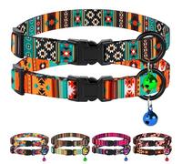 Cat Collars 2 Pack - Soft Cute Breakaway Collar with Bell, Adjustable Safety Kitten Collars for Girl & Boy Cats - Comfortable Stylish Patterned Print Lightweight (Tribal + Southwest)