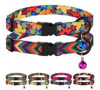 Cat Collars 2 Pack - Soft Cute Breakaway Collar with Bell, Adjustable Safety Kitten Collars for Girl & Boy Cats - Comfortable Stylish Patterned Print Lightweight (Floral + Arrows)