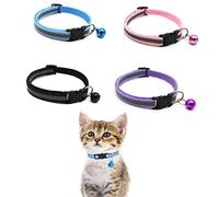 Cat Collars Quick Release,4pcs Reflective Design Adjustable Cat Collars Reflective Kitten collar with Bells Adjustable19-32cm Suitable for Most Domestic