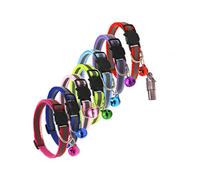 Cat Collars Quick Release 7 Pack with Cute Bells, ID Tag and Reflective Strip,Adjustable Pet Collar for Cat,Safety Buckle Nylon Collar Multicolor