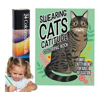 Cat Coloring Book,Cute Multifunctional Cat Coloring Book - Crafts Supplies Set Relaxing Activity for Women Teens Girl Enthusiasts Friends Gathering