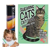 Cat Coloring Book for Adults - Cute Cat Coloring Book for Adults,Crafts Supplies Set Relaxing Activity for Women Teens Girl Enthusiasts Friends Gathering
